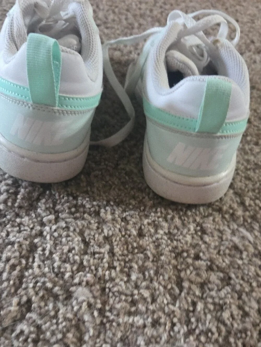 Nike White Sneakers with Mint Swoosh
